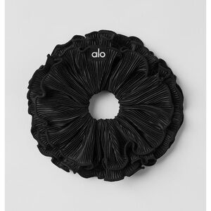 ALO Yoga Black Ruffled Satin Scrunchie